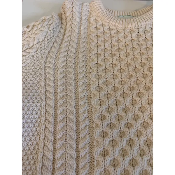 Original‎ Aran Co Womens Cream 100% Merino Wool Cable Knit Sweater Small Ireland - Image 10