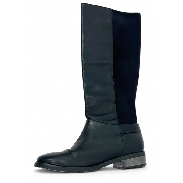 Cole Haan 8 Adler black leather and suede tall knee-high boots Riding Buckle - Image 3