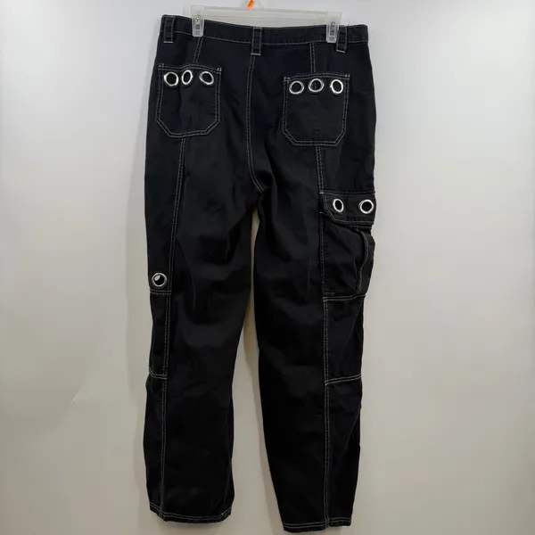 Hot Topic Grommet Carpenter Pants Womens 11 Black Y2K Goth Cargo Wide Leg - Image 5