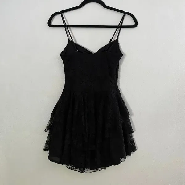 NWT Black Lace Tiered Mini Dress XS Coquette Fairycore Party Dress - Image 3