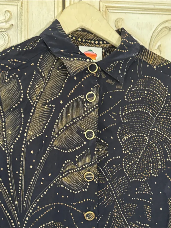 FARM Rio palm-print Crystal Embedded button-up Long Sleeve shirt Size Small - Image 6