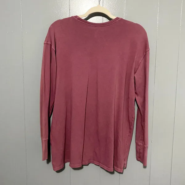 Aerie Offline Burgundy Up All Night Club Graphic Long Sleeve Crewneck T-Shirt S - Image 6