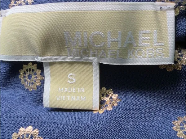 Michael Michael Kors Small Navy Gold Foiled Medallion Prints V Neck Maxi Dress - Image 11