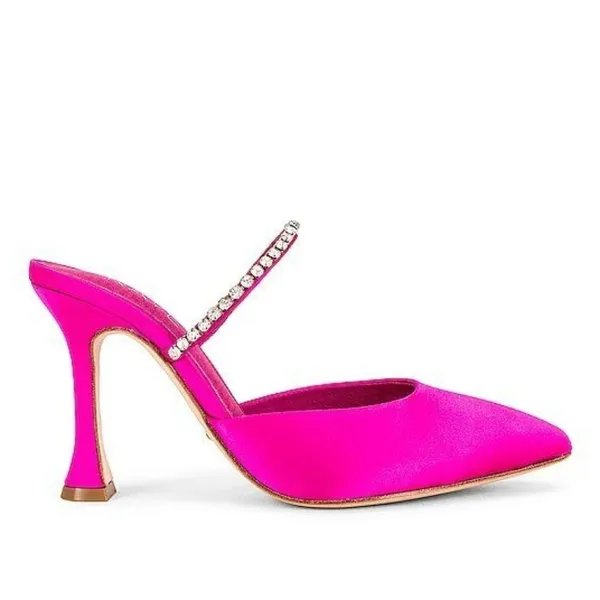 RAYE Jinxx Crystal High Heels in Pink 5.5 with Box Womens Satin Mules - Image 11
