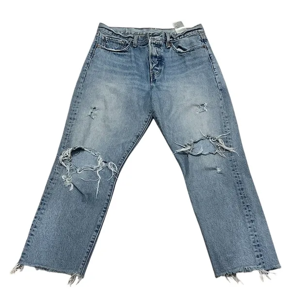 Levi's Women's Distressed Wedgie Straight Jeans Size 31 Light Blue - Image 5