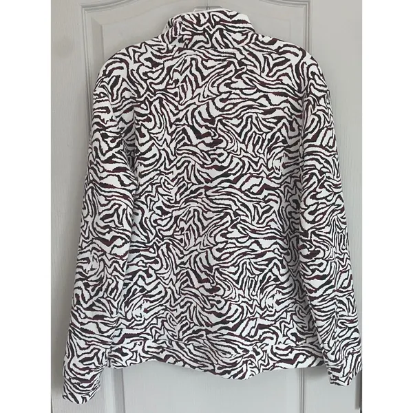 Kinesis Womens‎ Zebra Print Quarter Zip Pullover Mock Neck Active Top Burgundy L - Image 5