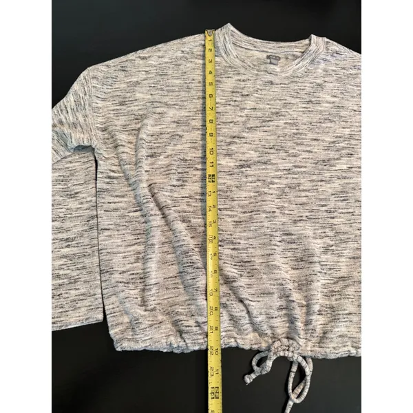 Aerie Womens Gray Marled Space Dye Cinch Hem Pullover Sweater Large‎ L Slouchy - Image 3
