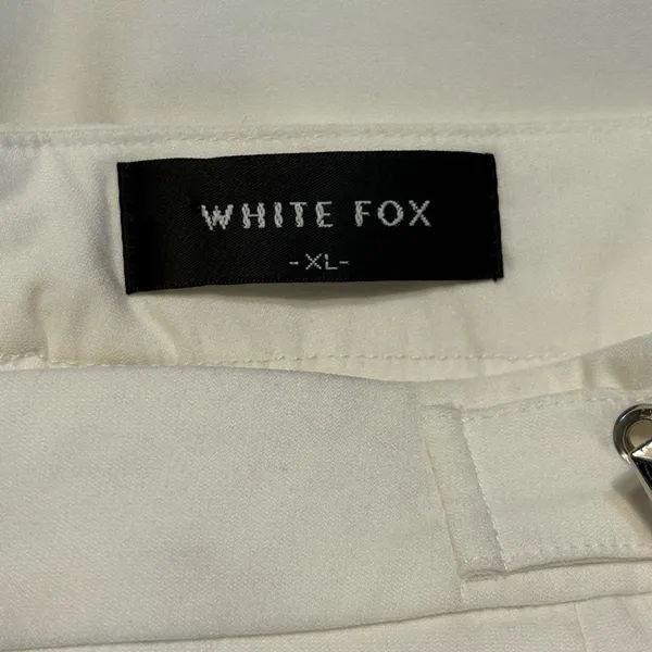 White Fox Boutique Cream Wide Leg Pants with Silver Buckles Size XL - Image 7
