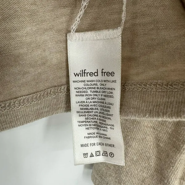 Wilfred Free size small long sleeve shirt‎ top oatmeal tan color crew neck - Image 4