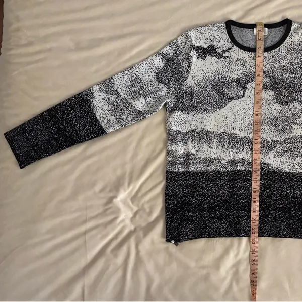 YAL New York Black White Speckled Crew Neck Sweater L - Image 6