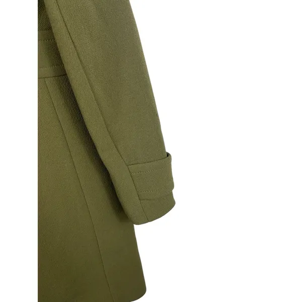 J.Crew Double Cloth Olive Green Wool Blend Coat Jacket Button Front M READ - Image 4