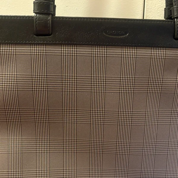 Elegant Black and Brown Women's Tote Bag for office plaid - Image 3