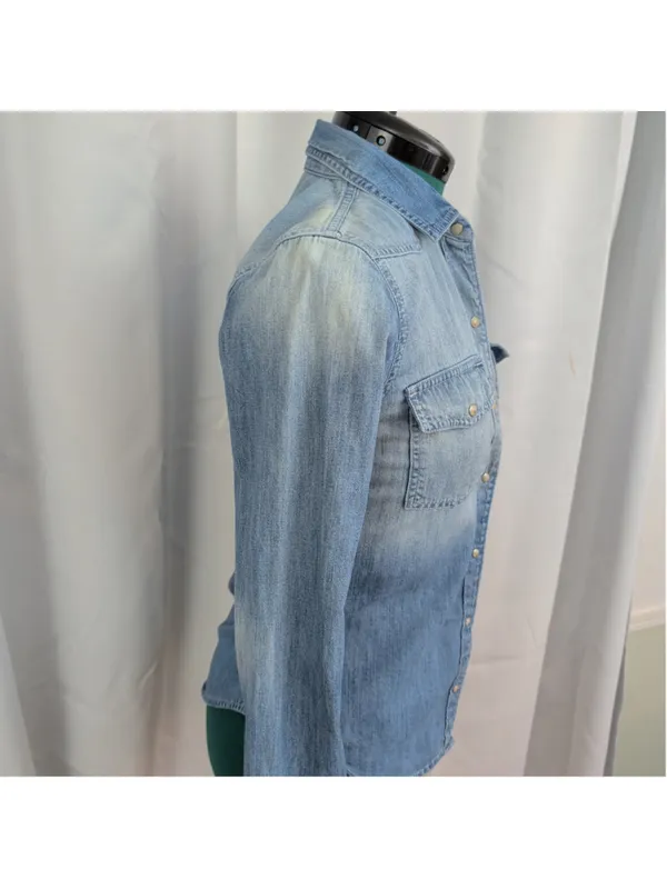 Abercrombie & Fitch Snap Button Denim Western Shirt XS - Image 3