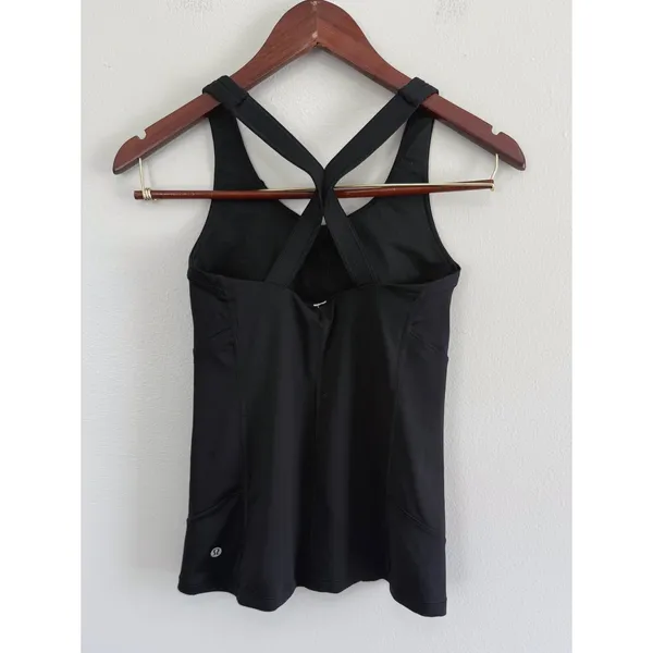 Lululemon Women's Black Push Your Limits Crisscross Strappy Back Tank Size 4 - Image 4