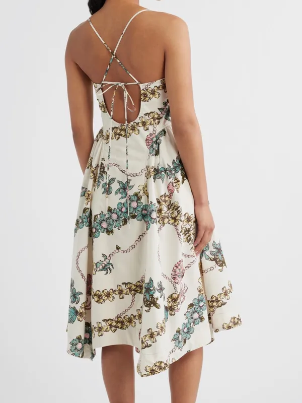 FREE PEOPLE cherish printed midi dress in ivory combo size large - Image 2