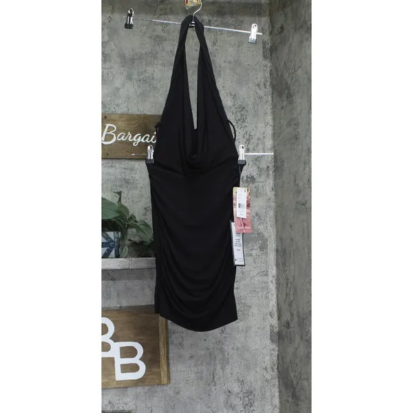 NWT Emerald Sundae Draped Halter Open Ruched Back Juniors Top JWC1061 Black 2XS - Image 4