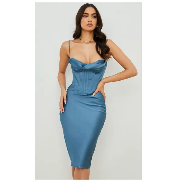 NEW HOUSE OF CB Myrna Satin Corset Dress Size Small - Image 5
