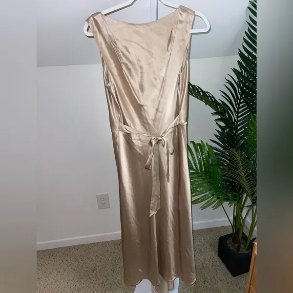 Saloni Jen Silk High/Low Sleeveless Formal Maxi Dress Gold‎ Women's Size US 6 - Image 5