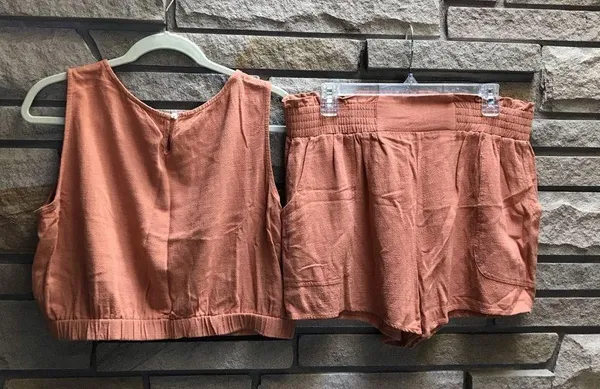 Trendy Queen 2 Piece Short Sets Sleeveless Lounge High Waisted orange XL - Image 10