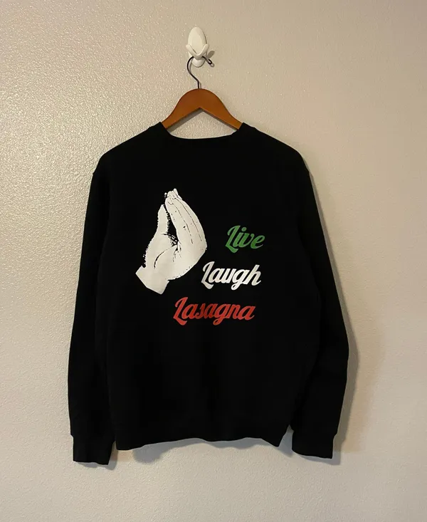 Circle Clothing Black “Live Laugh Lasagna” Crewneck - Image 2