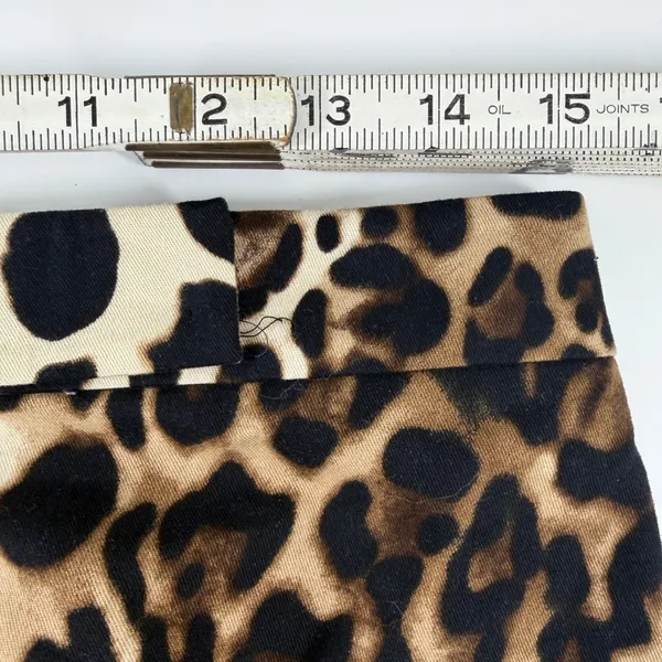 Brooksfield Donna Leopard Print Flare Pants Brown Black Animal Stretch Size 1 - Image 4