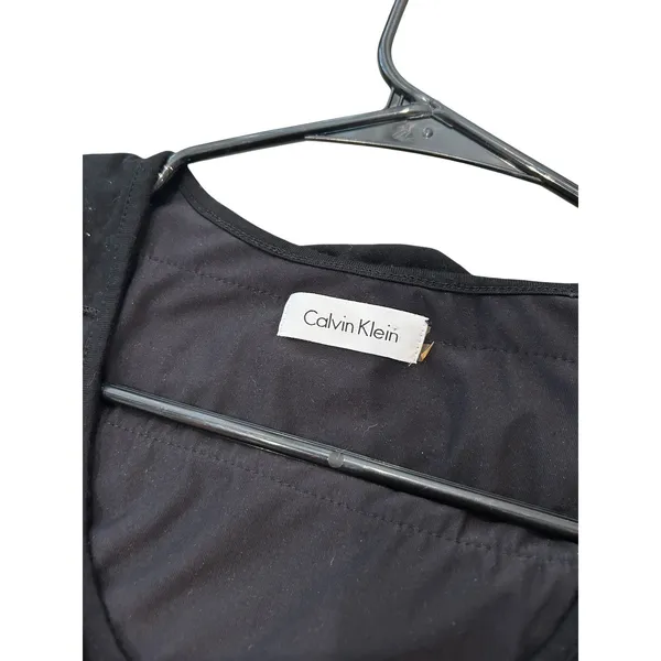 Calvin Klein Womens Black Tiered Ruffle Mini Dress Sleeveless Cocktail Small - Image 2