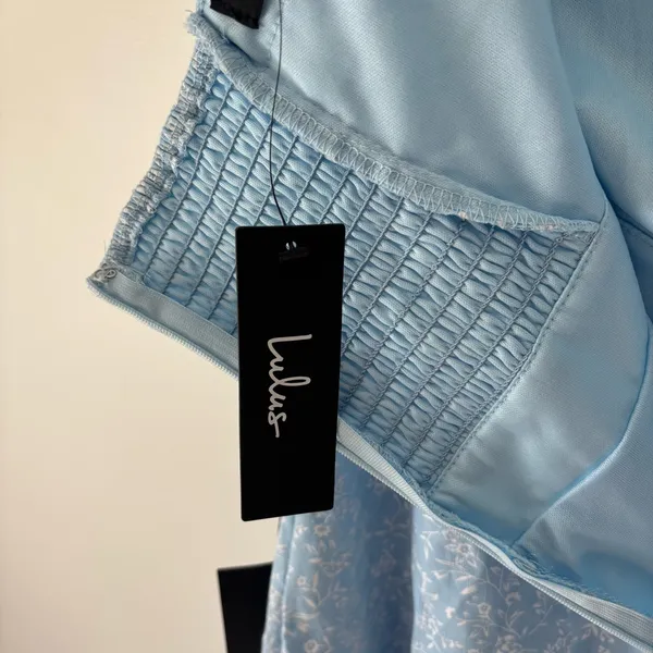 Lulus Precious Babe Light Blue Floral Ribbon Strapless Mini Dress Coquette - Image 12