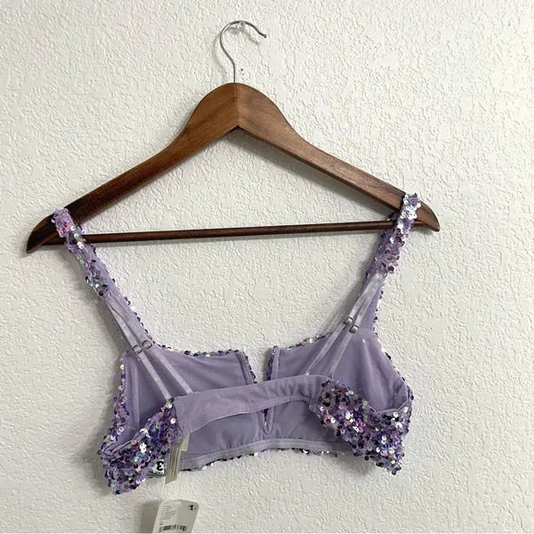 NWT Free People Intimately Womens Sparks Fly Bralette Purple Sequin Size Medium - Image 4