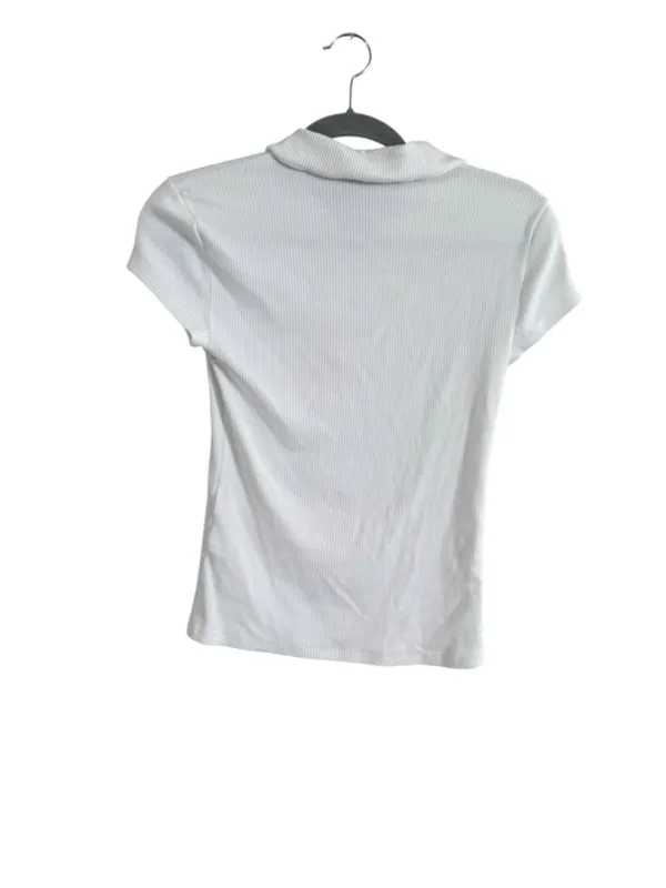 Women's J.Crew Ribbed Short Sleeve Polo Shirt White Size S - Image 9