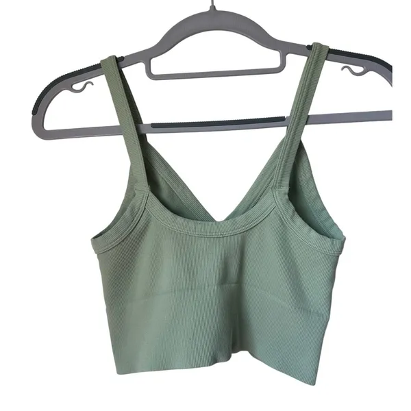 Green Ribbed Crop Top - Image 2