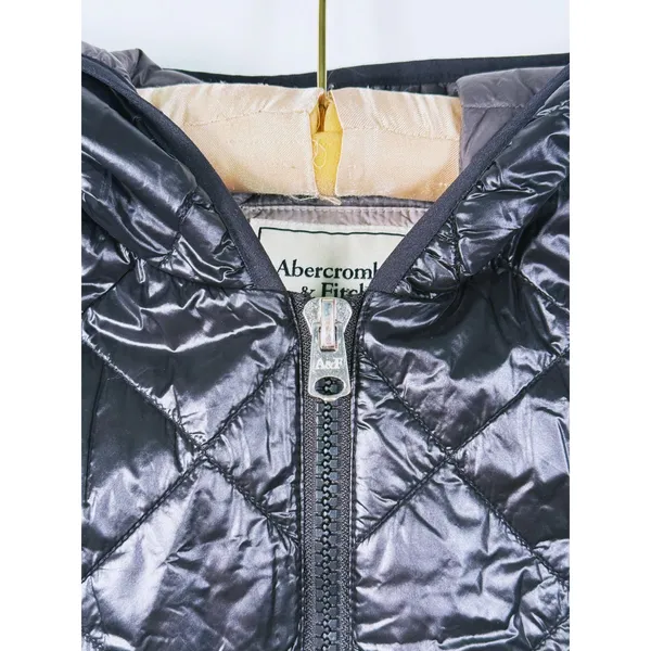 Abercrombie & Fitch Lightweight Hooded Puffer Jacket Womens S Black Packable - Image 11