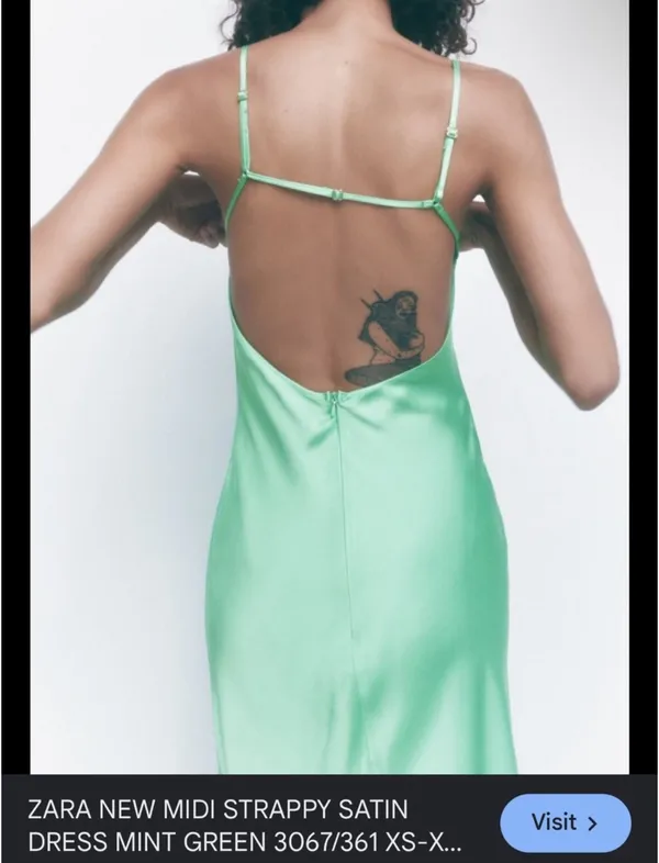 Zara Green Satin Slip Midi Dress - Image 2