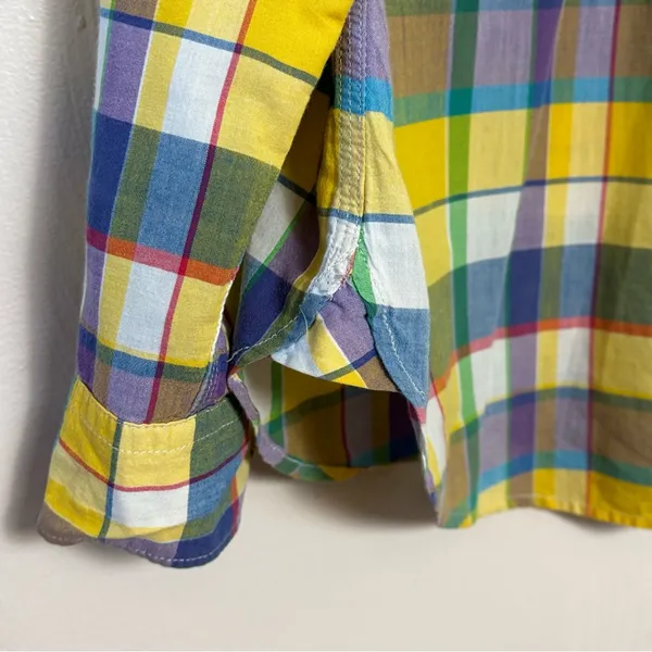 Lauren Ralph Lauren Women’s Shirt Plaid 100% Cotton Button Up Roll Up Sleeves XS - Image 5