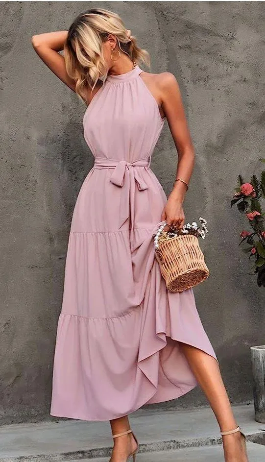 Summer /fall Maxi Sun Dress Pink Size M - Image 2