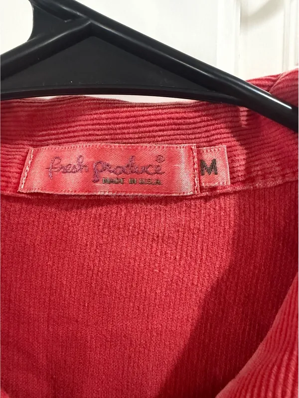 Fresh Produce Red Corduroy Button-Up Jacket Medium - Image 8