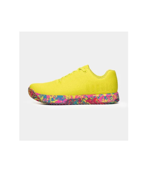 NOBULL Neon Yellow Sneakers with Multicolor Sole - Image 3
