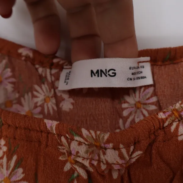 Mango MNG Womens XS Rust Orange Daisy Floral Viscose Spaghetti Strap Cami Top - Image 2