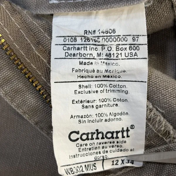 Vtg Carhartt Womens 12x34 WB002 Canvas Work Pants Khaki Brown Bootcut Y2K Rare - Image 7