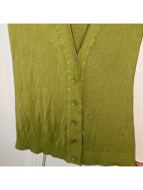 Peppe Peluso $168 Woman’s S Green Short Sleeve Button-Up Cardigan Shirt Size S - Image 6