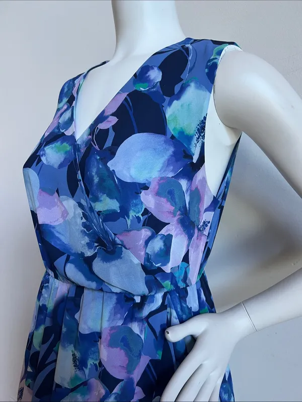 Soft Surroundings Blue Floral Wrap-Style Maxi Dress - Image 3