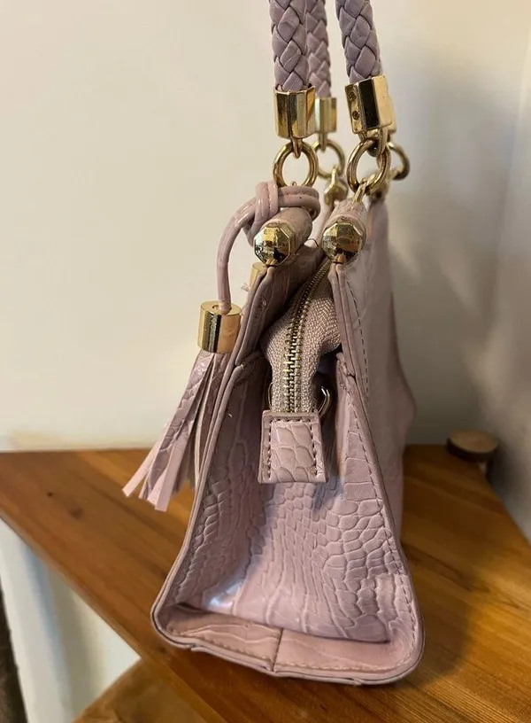 bebe light pink lavender faux crocodile mini purse - Image 2