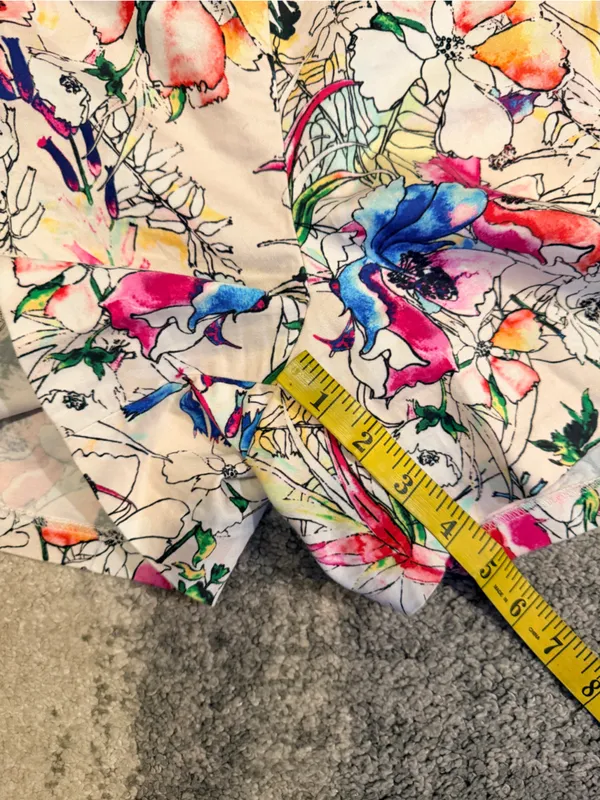 Express Floral Shorts - Cream with Pink, Blue, Green, Yellow Accents - Image 4