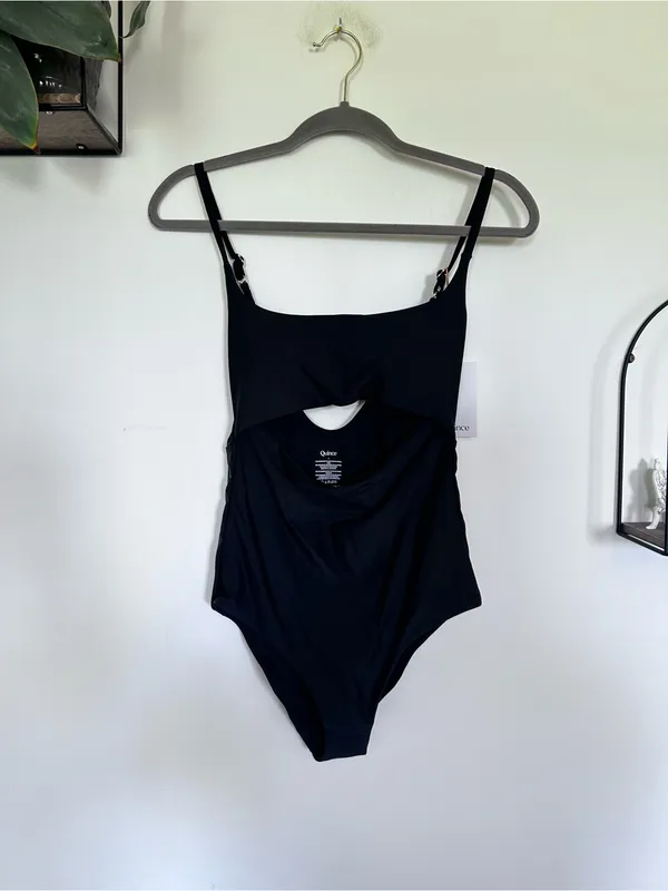 NWT Quince‎ Black Italian Cut Out One-Piece Swimsuit Size Large - Image 3