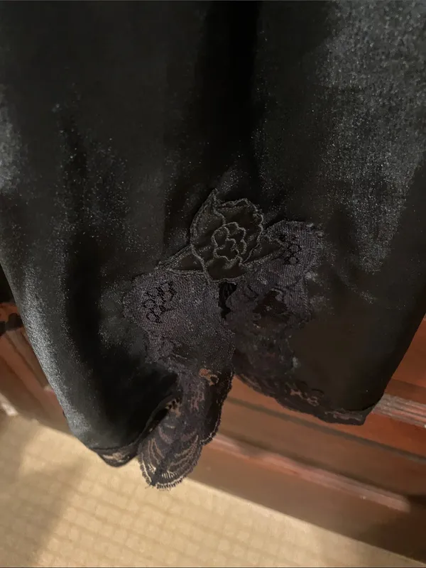 Victoria's Secret Black Satin Lace-Trim Chemise - Image 2