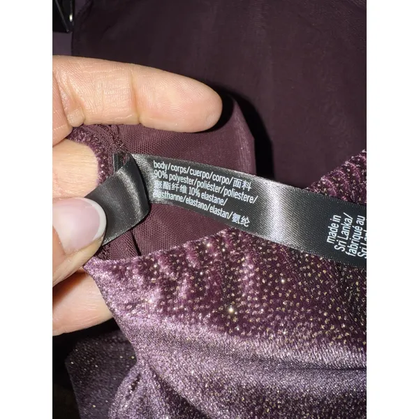 Victoria Sport XS Shimmering‎ Glitter Long Sleeve Bodysuit Leotard Purple - Image 5