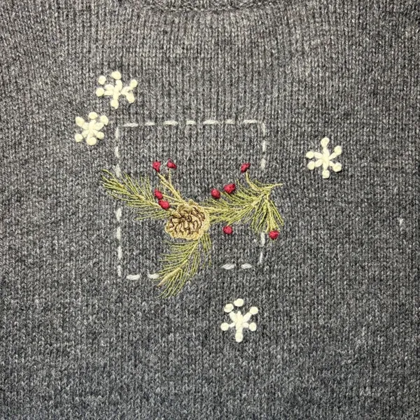 Croft & Barrow Embroidered Christmas Cardinal Sweater Womens XL Wool Angora Gray - Image 12
