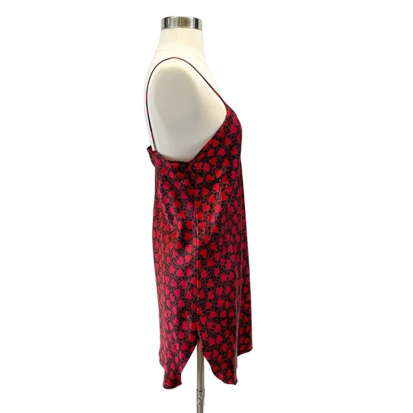 Intimate Affair Womens S Satin Slip Dress Chemise Nightie Hearts‎ Red Y2K Retro - Image 2