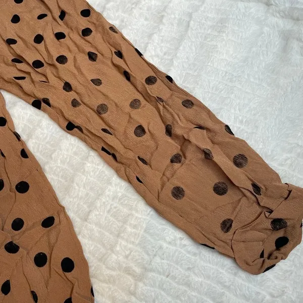 Beach‎ Riot Tan Black Polka Dot High Waist Cropped Tapered Pants Medium BR128811 - Image 4