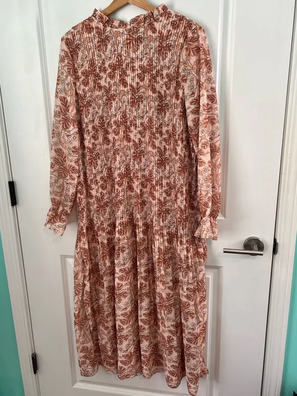 Pink Lily Floral Maxi Dress Pleated Front Wedding Guest - Image 3