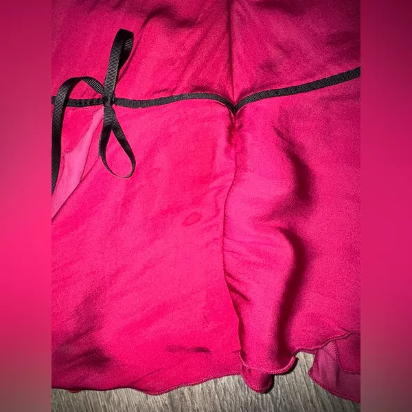 Urban Outfitters Pink mini skirt with black ribbon detail - Image 6
